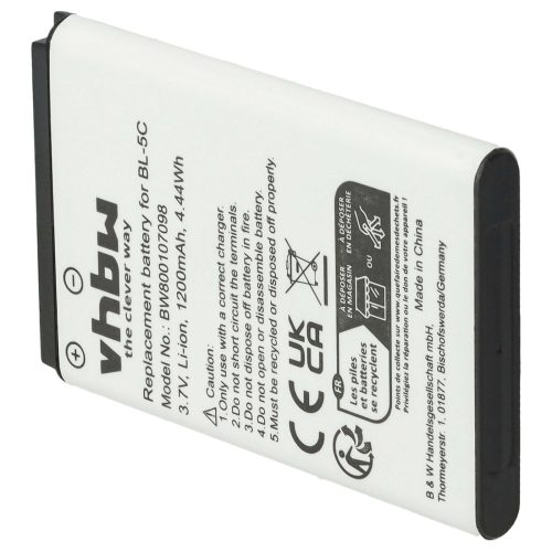 Mobile Phone 5x Battery replaces Alcatel 3BN67332AA, 10000058, RTR001F01 - 1200 mAh 3.7 V Li-Ion