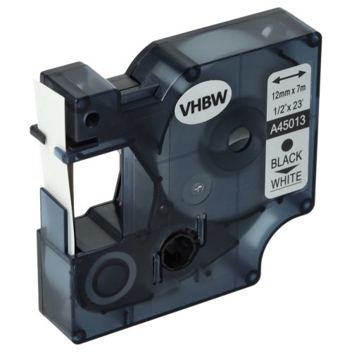 VHBW Label Tape Dymo S0720530, 45013, D1 - 12 mm Black-White