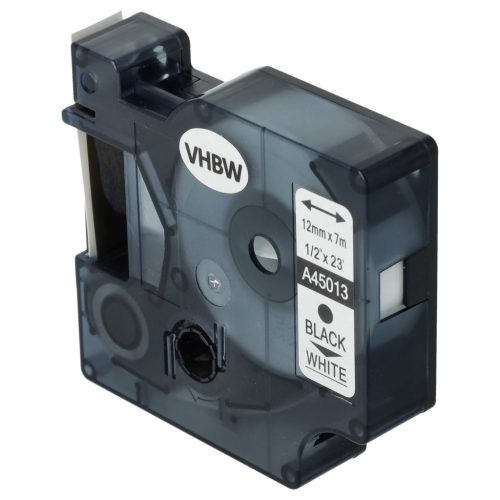 VHBW Label Tape Dymo S0720530, 45013, D1 - 12 mm Black-White