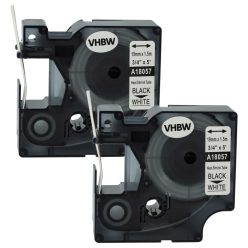   VHBW Label Tape Dymo 18057 Replacement - Black-White, Heat Shrink Tape, 19 mm