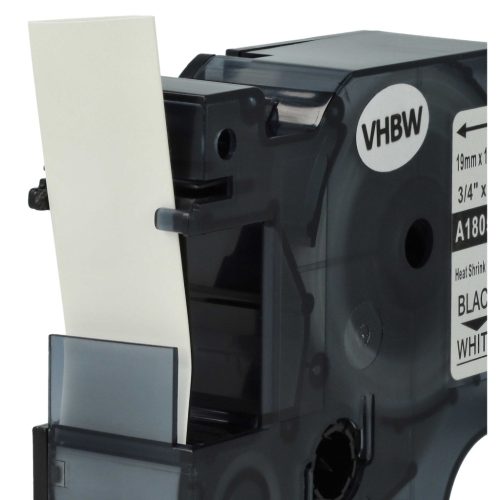 VHBW Label Tape Dymo 18057 Replacement - Black-White, Heat Shrink Tape, 19 mm