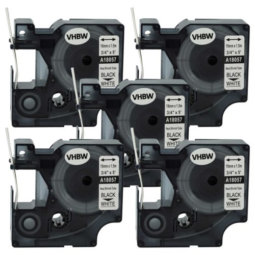VHBW Label Tape Dymo 18057 - Black-white, Heat-shrinkable tape, 19 mm