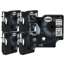   VHBW Label Tape Dymo 18051 replacement - Black-white, Heat-shrinkable tape, 6 mm