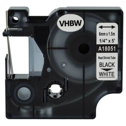 VHBW Label Tape Dymo 18051 replacement - Black-white, Heat-shrinkable tape, 6 mm