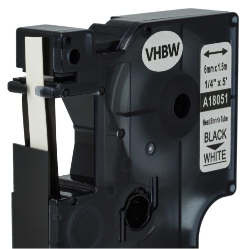 VHBW Label Tape Dymo 18051 replacement - Black-white, Heat-shrinkable tape, 6 mm