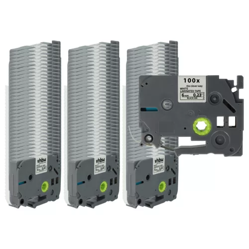 VHBW Label Tape Brother TZE-211, TZ-211 - 6 mm Black/White