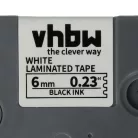 VHBW Label Tape Brother TZE-211, TZ-211 - 6 mm Black/White