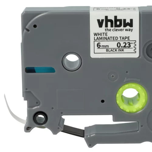 VHBW Label Tape Brother TZE-211, TZ-211 - 6 mm Black/White