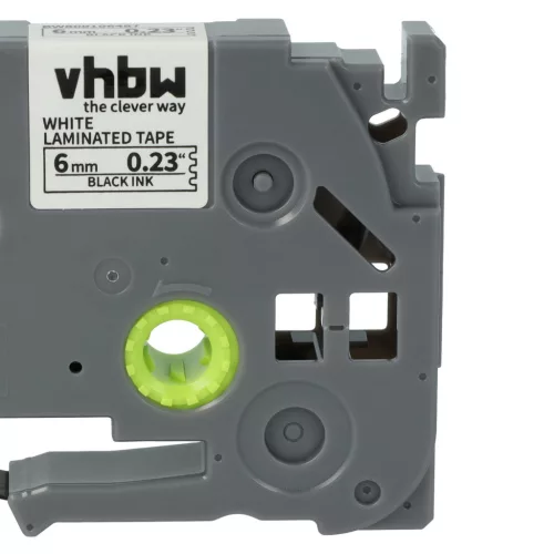 VHBW Label Tape Brother TZE-211, TZ-211 - 6 mm Black/White