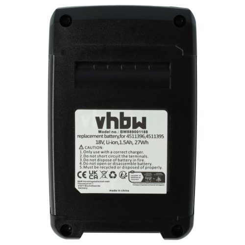 2x Battery replaces Einhell 45.114.36, 4511437, 4511396, 4511395 Electric Power Tool - 1500 mAh, 18 V, Li-Ion