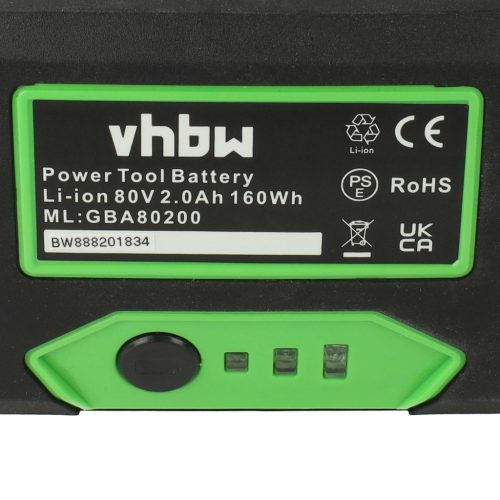 VHBW Battery Greenworks 2901307, 2901302, 2902407, 2901207 - 2000 mAh 80 V Li-Ion