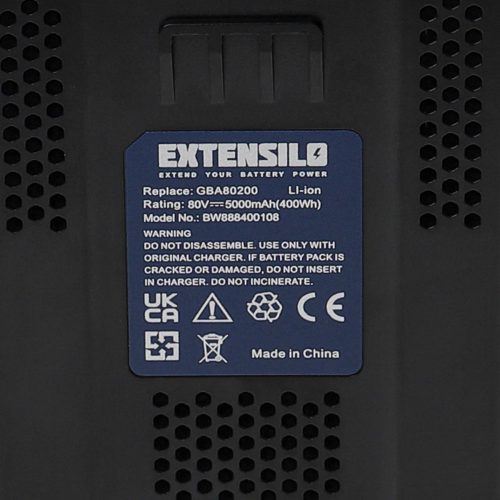 VHBW Battery Greenworks 2901307, 2901302, 2902407, G80B2, 2901207 - 5000 mAh 80 V Li-Ion