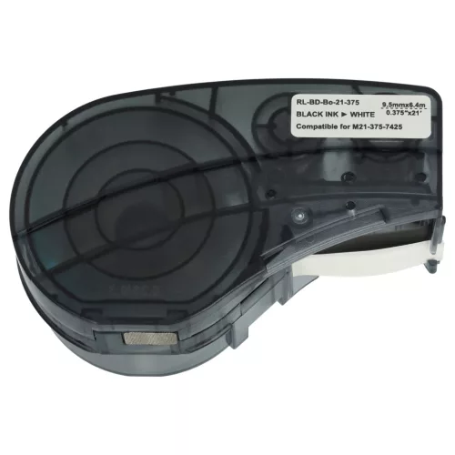 VHBW Label Tape Brady M21-375-7425 - 9.5 mm Black/White