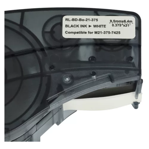 VHBW Label Tape Brady M21-375-7425 - 9.5 mm Black/White
