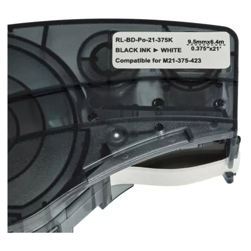 VHBW Label Tape Replacement for Brady M21-375-423 - 9.53 mm Black-White