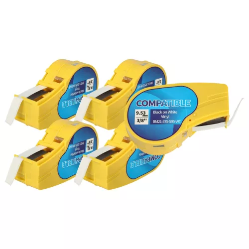 VHBW Label Tape M21-375-595-WT - 9.35 mm Black-White Vinyl