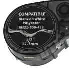 VHBW Label Tape Replacement for Brady M21-500-423 - 12.7 mm Black/White Polyester