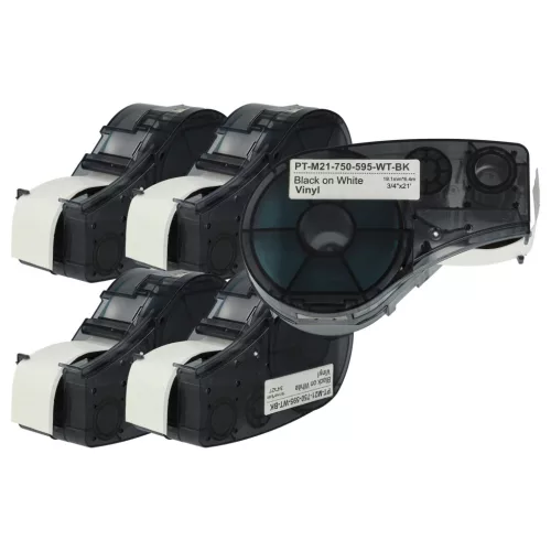 VHBW Label Tape M21-750-595-WT - 19.05 mm Black/White Vinyl