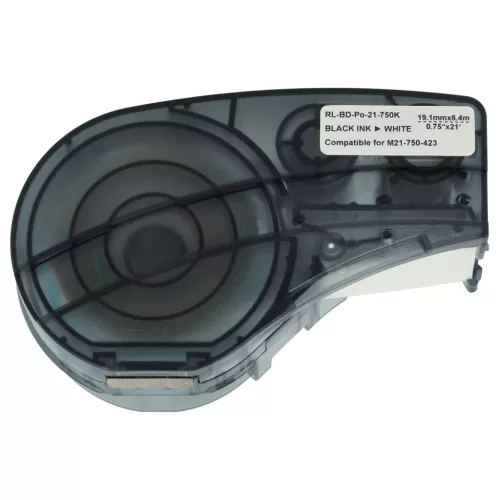 VHBW Label Tape M21-750-423 Replacement - 19.05 mm Black-White Polyester