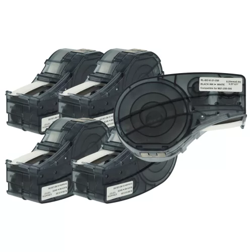 VHBW Label Tape Brady M21-250-595-WT Replacement - 6.35 mm Black-White, Vinyl