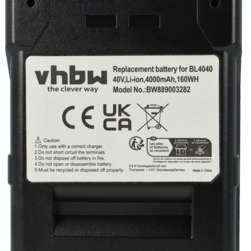 VHBW Electric Hand Tool Battery Makita 191L29-0, BL4020, BL4025, BL4040, BL4050F - 4000 mAh, 40 V, Li-Ion