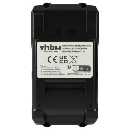 VHBW Electric Hand Tool Battery Makita 191L29-0, BL4020, BL4025, BL4040, BL4050F - 5000 mAh, 40 V, Li-Ion