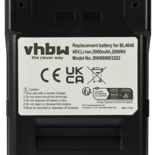 VHBW Electric Hand Tool Battery Makita 191L29-0, BL4020, BL4025, BL4040, BL4050F - 5000 mAh, 40 V, Li-Ion