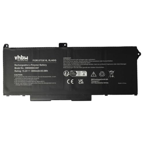 VHBW Notebook-Akku Dell RJ40G, 075X16 - 3000 mAh 15,2 V Li-Ion