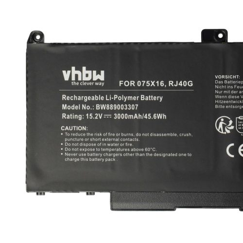 VHBW Notebook-Akku Dell RJ40G, 075X16 - 3000 mAh 15,2 V Li-Ion