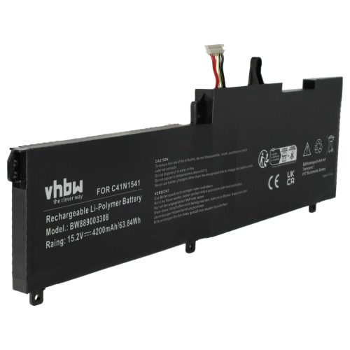 Notebook Battery replaces C41N1541, 0B200-02070000 - 4200 mAh 15.2 V Li-polymer, black