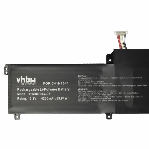 Notebook Battery replaces C41N1541, 0B200-02070000 - 4200 mAh 15.2 V Li-polymer, black