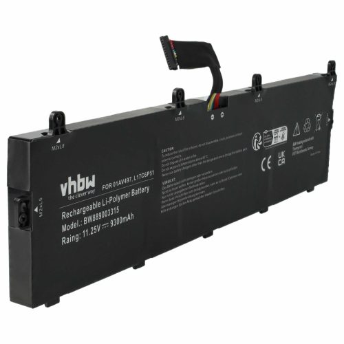 VHBW Notebook Battery 01AV497, 01AV498, 5B10W13903, 931QA100H - 9300 mAh 11.25 V Li-polymer