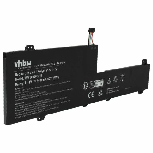 VHBW Notebook Battery Lenovo L19C3PD6, L19D3PD6, 5B10X49072 - 2400 mAh 11.4 V Li-polymer