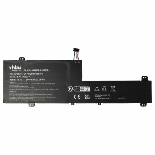 VHBW Notebook Battery Lenovo L19C3PD6, L19D3PD6, 5B10X49072 - 2400 mAh 11.4 V Li-polymer