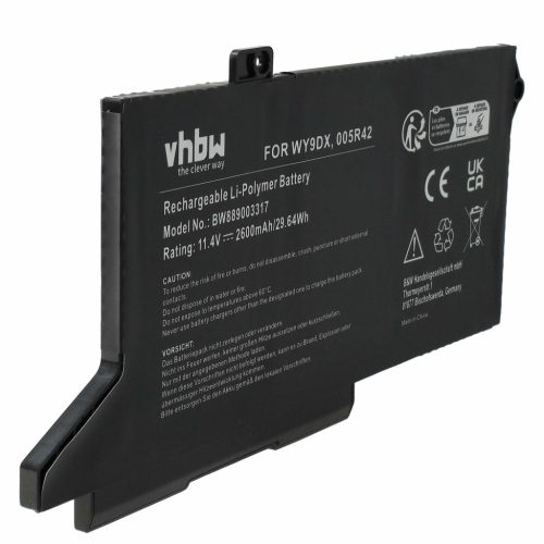 VHBW Notebook-Akku 005R42, WY9DX - 2600 mAh 11,4 V Li-Polymer