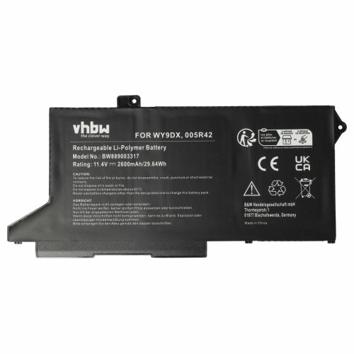 VHBW Notebook-Akku 005R42, WY9DX - 2600 mAh 11,4 V Li-Polymer
