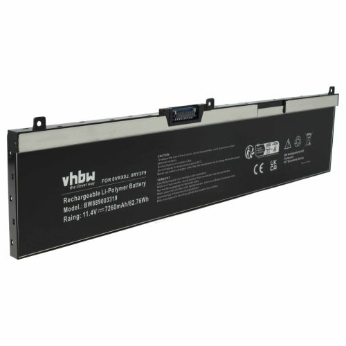 VHBW Notebook Akkumulátor 0VRX0J, 451-BCGI, 7M0T6, 0WMRC77I, 5TF10, 0RY3F9 - 7260 mAh 11,4 V Li-polymer