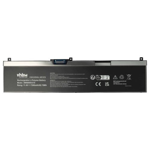 VHBW Notebook Akkumulátor 0VRX0J, 451-BCGI, 7M0T6, 0WMRC77I, 5TF10, 0RY3F9 - 7260 mAh 11,4 V Li-polymer