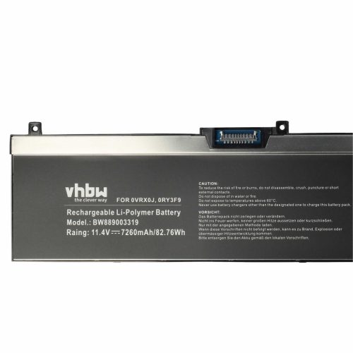 VHBW Notebook Akkumulátor 0VRX0J, 451-BCGI, 7M0T6, 0WMRC77I, 5TF10, 0RY3F9 - 7260 mAh 11,4 V Li-polymer