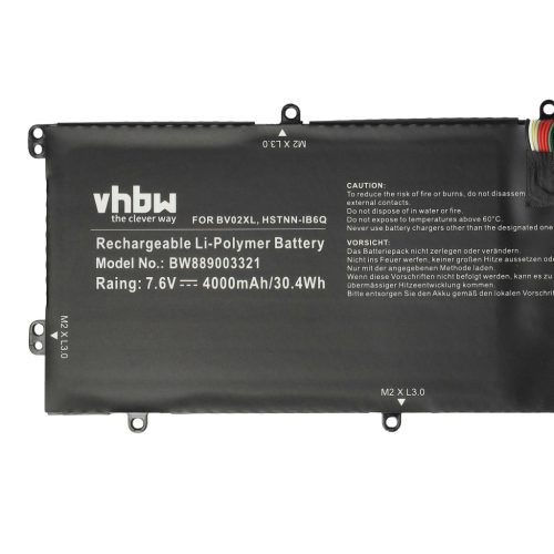 VHBW Laptop Battery 776621-001, 775624-121, 775624-1C1, 776621-006 - 4000 mAh 7.6 V Li-polymer