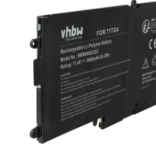 VHBW Notebook Akkumulátor Dell X49C1, CFX97, 71TG4 - 3000 mAh 11,4 V Li-polimer