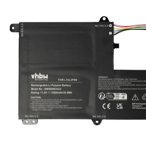 VHBW Notebook-Akku B102297-0004, L15M3PB0, 5B10K84638, L15C3PB1 - 3500 mAh 11,4 V Li-Polymer