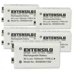 VHBW 9V Block Akku Daitem BATV13 - 1000 mAh 9 V Li-Ion