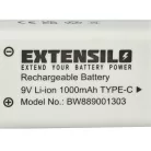 VHBW 9V Block Akku Daitem BATV13 - 1000 mAh 9 V Li-Ion