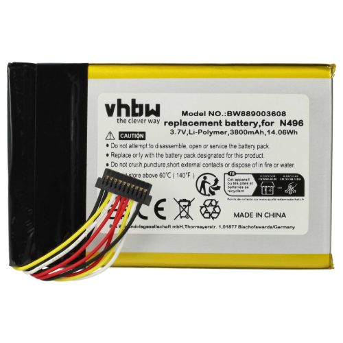 VHBW GPS Akku N496 - 3800 mAh 3,7 V Li-Polymer