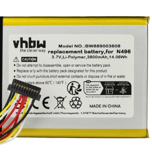 VHBW GPS Akku N496 - 3800 mAh 3,7 V Li-Polymer
