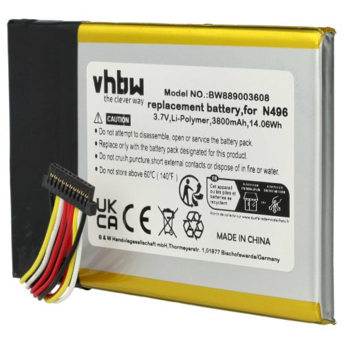 VHBW GPS Akku N496 - 3800 mAh 3,7 V Li-Polymer