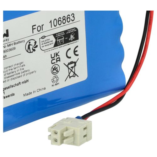 VHBW Schiebetorakku Geze 25020, 106863, 20KR15/48, 4894128192794, 51526 - 900 mAh 24 V NiMH
