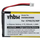 VHBW Drahtloser Kopfhörer Akku ICP40/25/40P - 350 mAh 3,7 V Li-Polymer