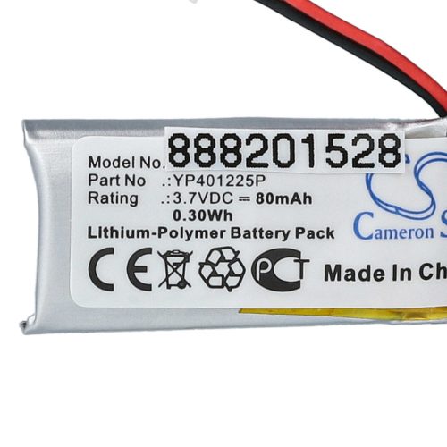 VHBW Vezeték nélküli headset akkumulátor YP401225P - 80 mAh 3,7 V Li-polimer